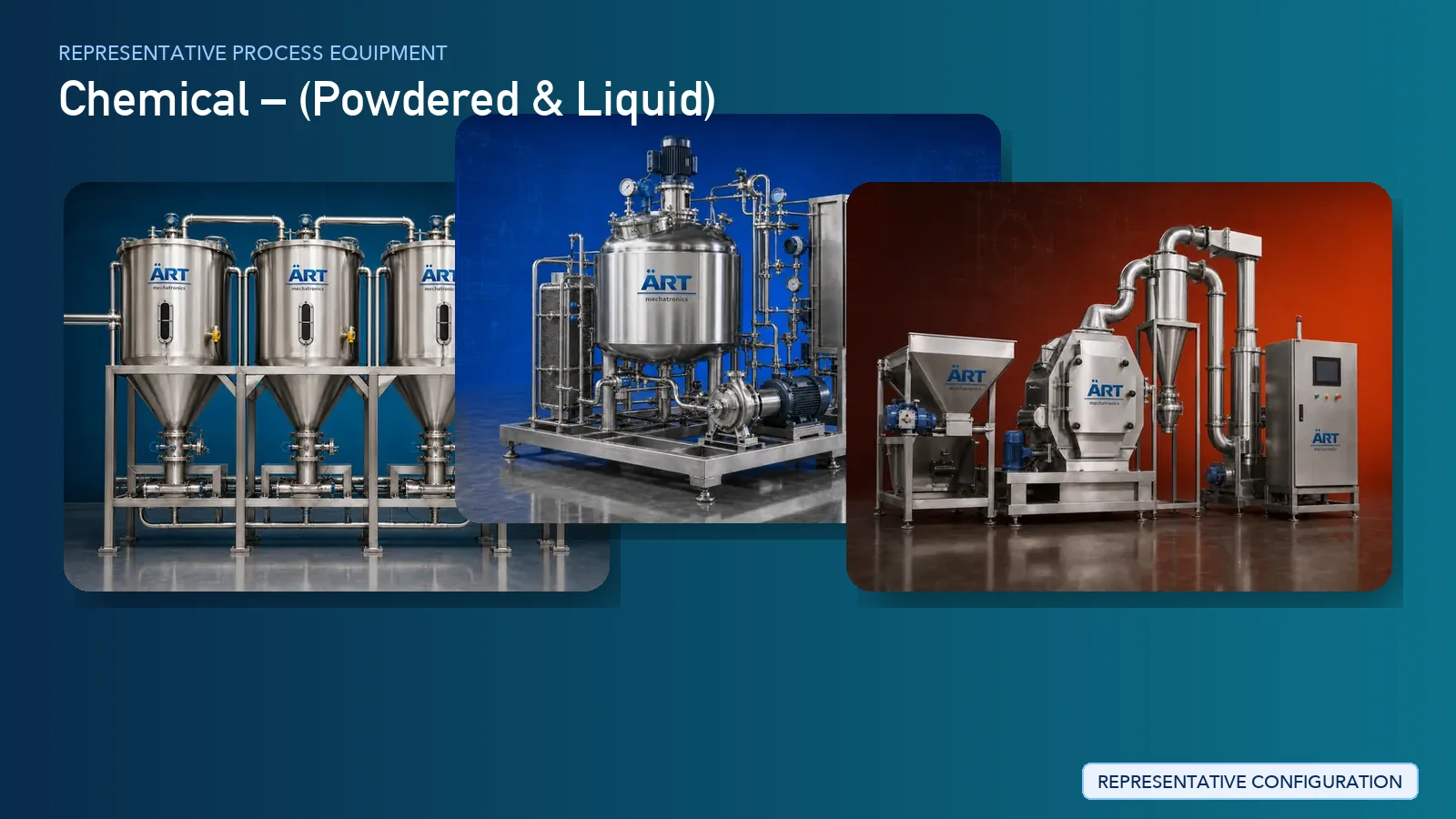 Representative Chemical Manufacturing Plant & Machinery Solutions process equipment by ART Mechatronics