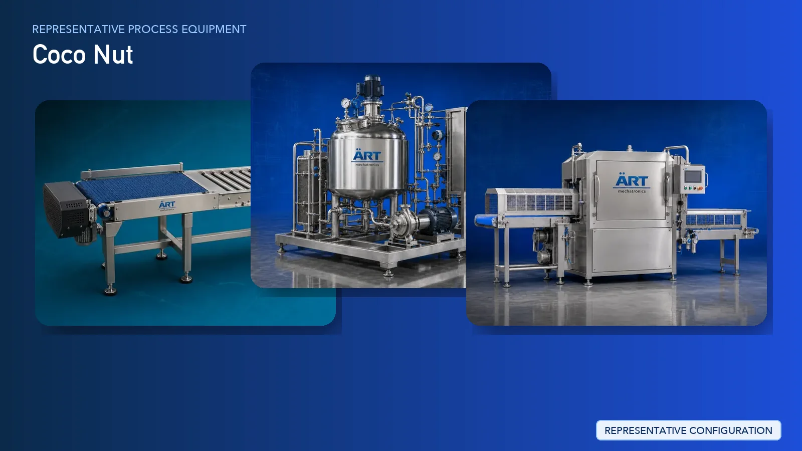 Representative Coconut Flakes Processing Plant & Machinery Solutions process equipment by ART Mechatronics