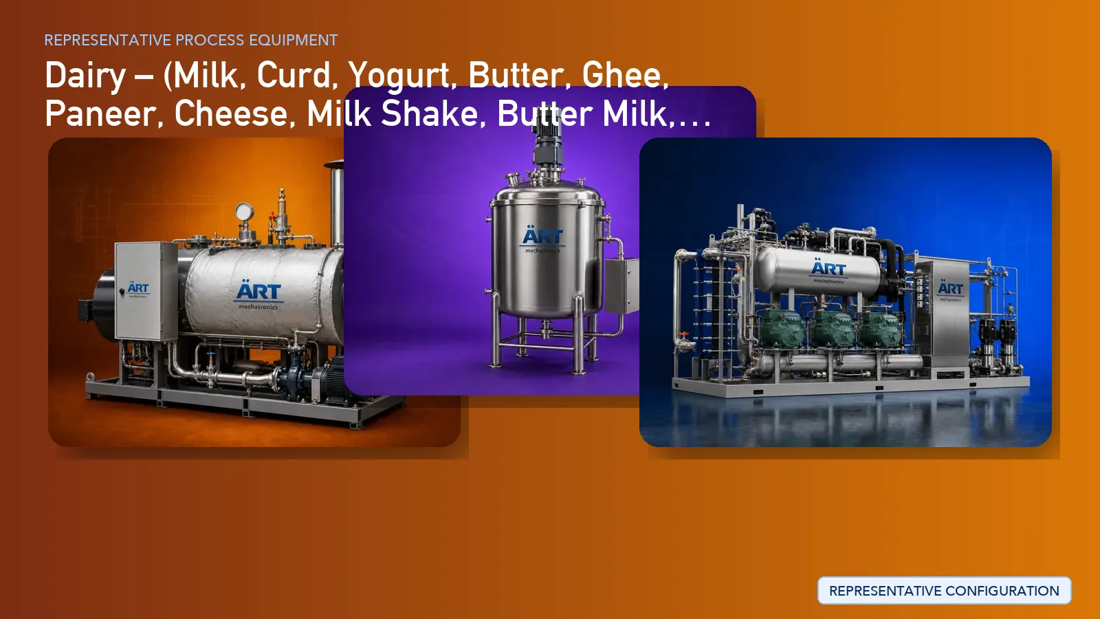 Representative Butter Processing Plant & Machinery Solutions process equipment by ART Mechatronics