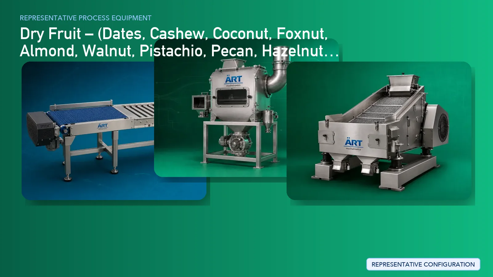 Representative Pine Nut Processing Plant & Machinery Solutions process equipment by ART Mechatronics