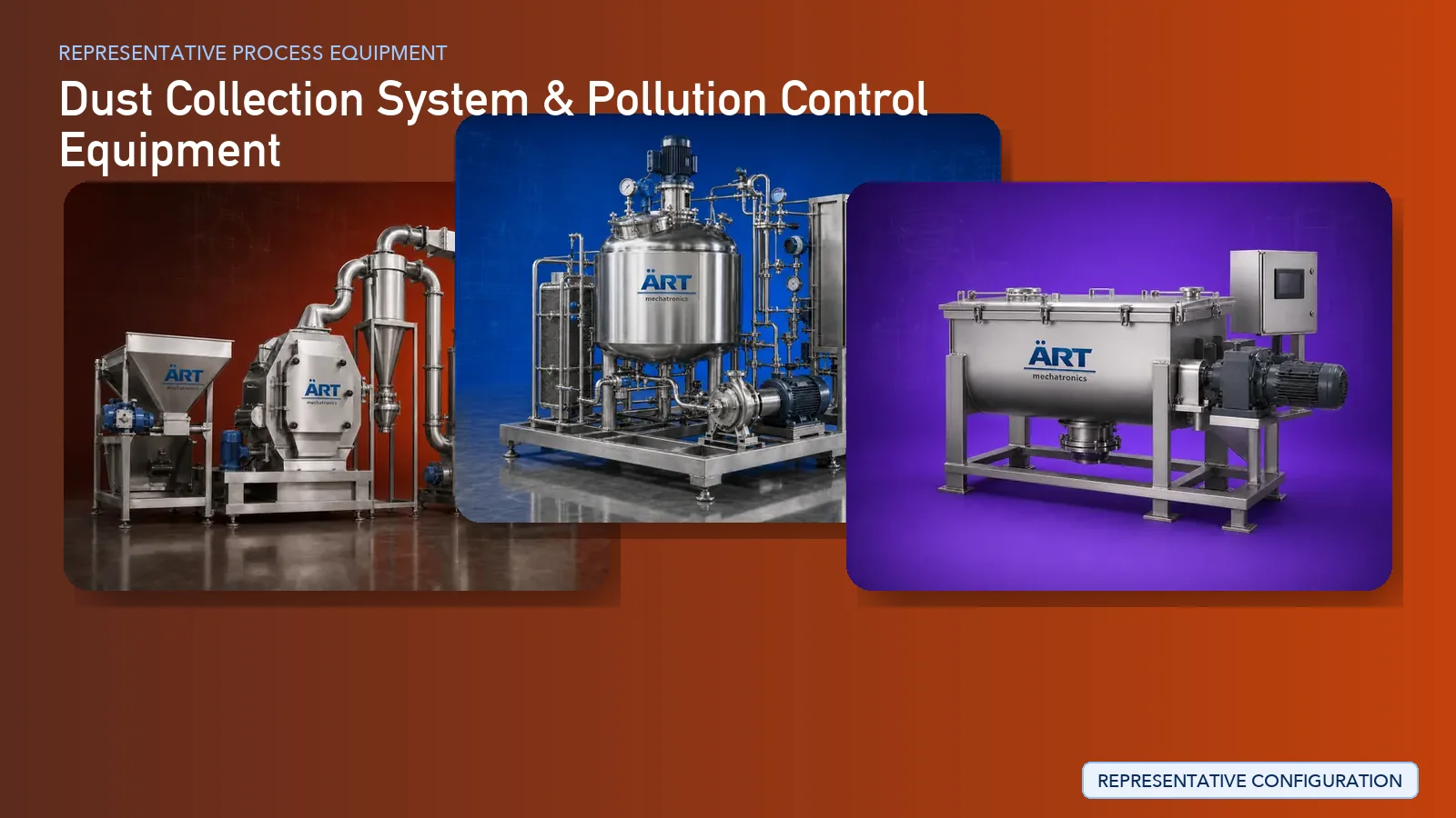 Representative Industrial Dust Collection System & Pollution Control Equipment (Dust Collector, Wet Scrubber & De-Dusting Solutions) process equipment by ART Mechatronics
