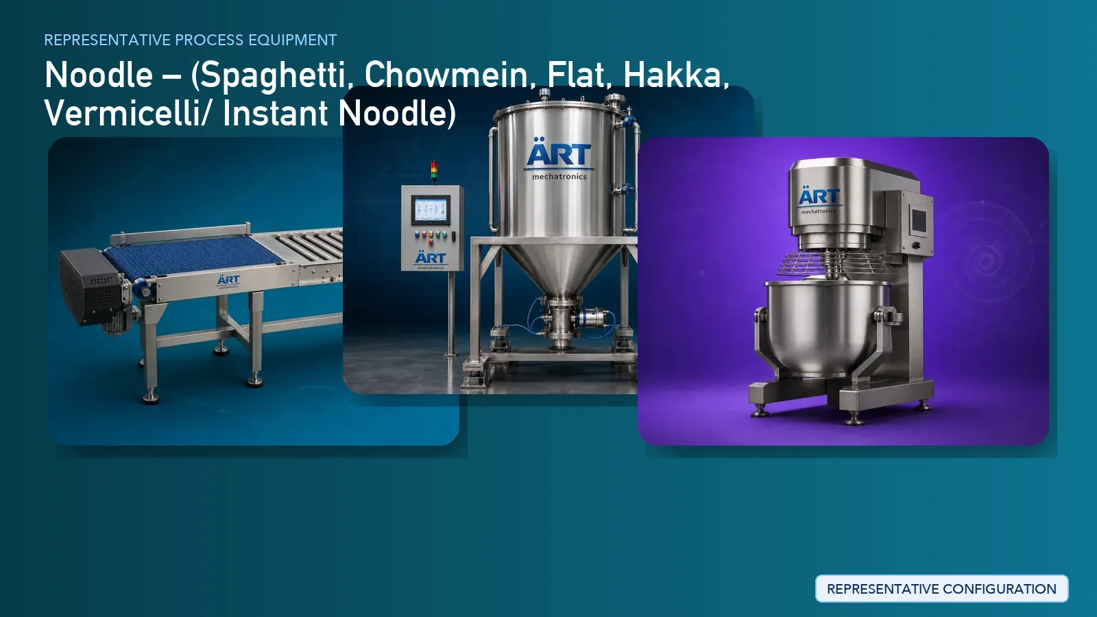 Representative Noodle Production Plant & Machinery Solutions process equipment by ART Mechatronics