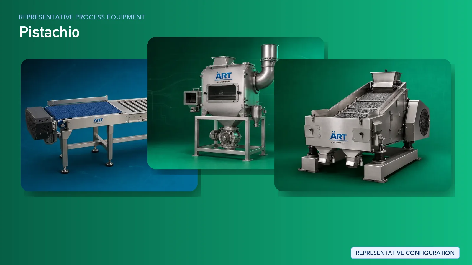Representative Pistachio Processing Plant & Machinery Solutions process equipment by ART Mechatronics
