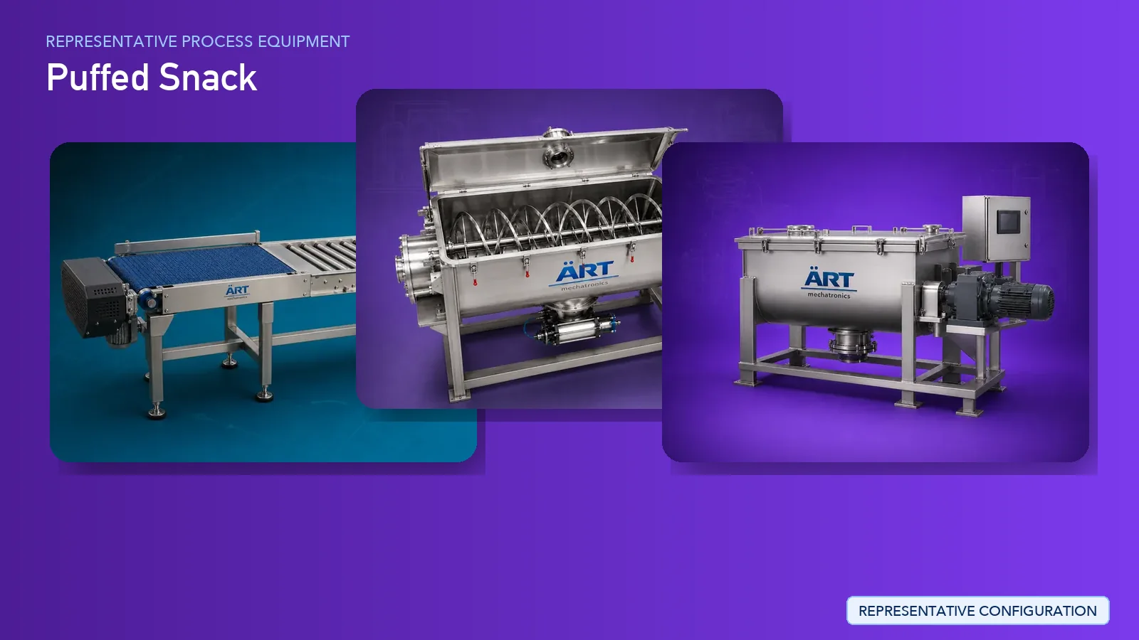Representative Puffed Snack process equipment by ART Mechatronics