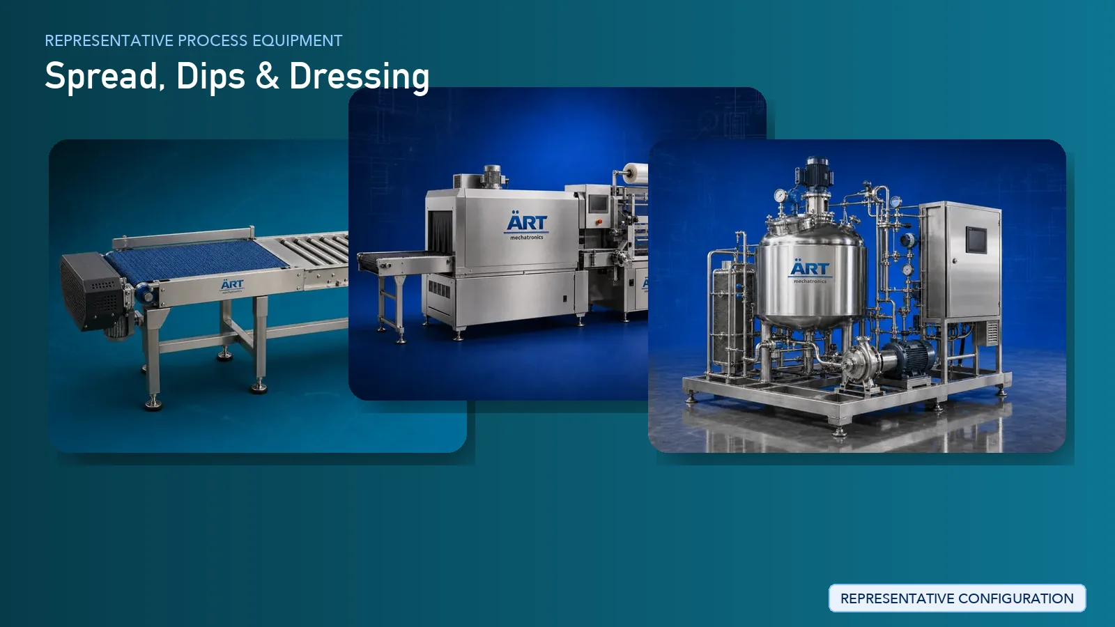 Representative Spread, Dips & Dressing process equipment by ART Mechatronics