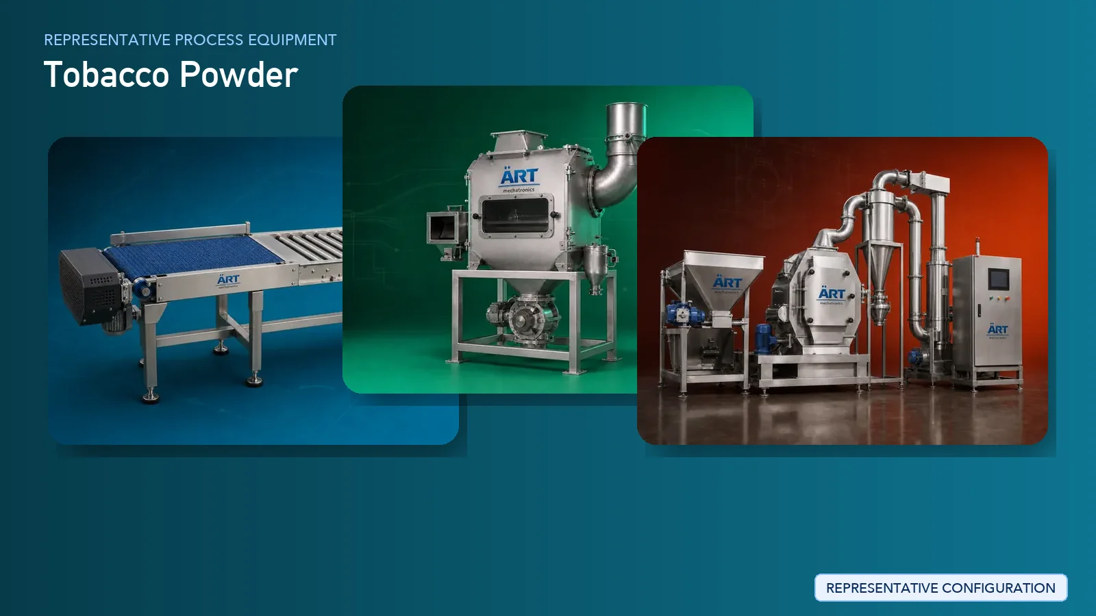 Representative Tobacco Powder process equipment by ART Mechatronics